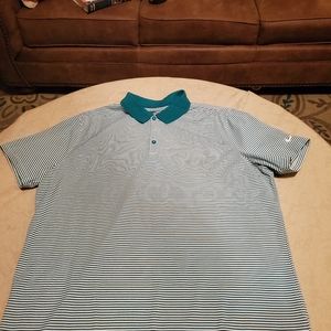Nike Dri-fit golf shirt, XL  Green & white